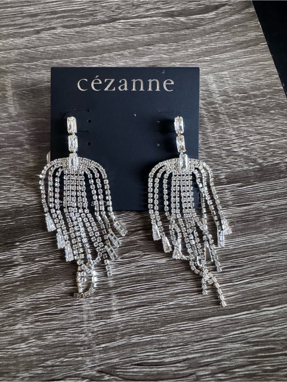 cézanne Silver Crystal Cascade Fringe Earrings